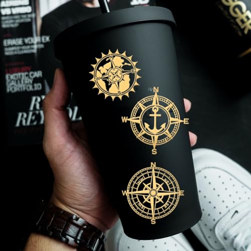 OLYCRAFT 9pcs 1.6x1.6 Inch Compass Theme Stickers Mountain Compass Stickers Self Adhesive Gold Metal Stickers Shoe Print Metal Stickers for Scrapbooks DIY Crafts Phone Decoration