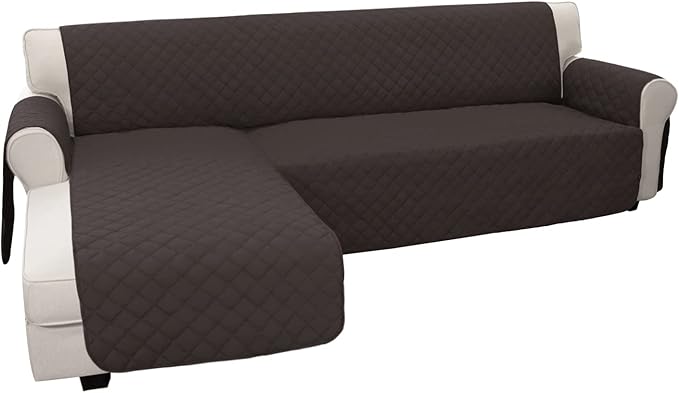 Easy-Going L Shape Sofa Slipcover - Reversible Sofa Cover for Pets & Furniture Protection (Large, Chocolate/Chocolate)