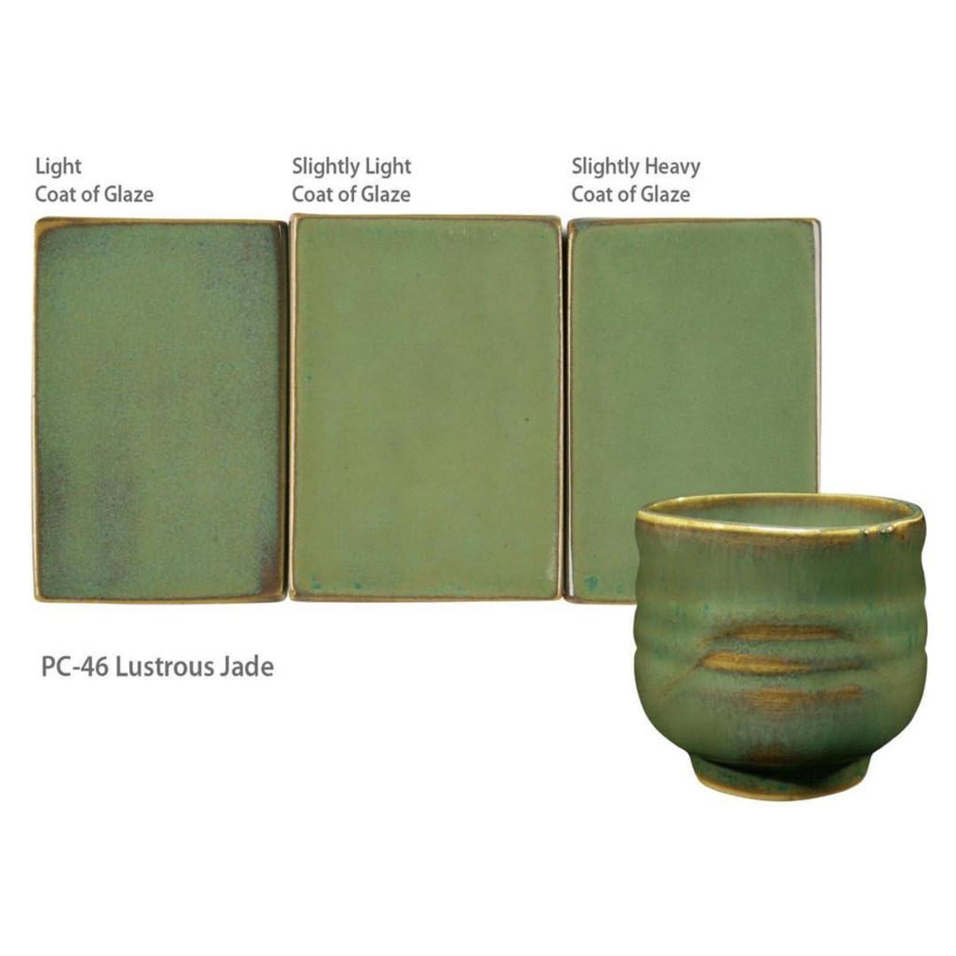 AMACO Potter's Choice PC-46 Lustrous Jade Green High Fire Glaze Pint, 16 oz. (473 mL), Layerable Mid-High Fire Cone 5-6 (PC) Liquid Ceramic Pottery Glaze for Bisque