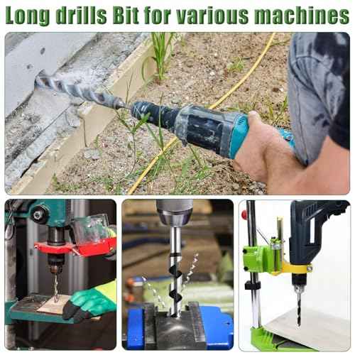 6Pcs Long Auger Drill Bit Set for Wood,Fast Drilling, Carbon Steel Extra Long Bit, Multi-Size 1/4", 3/8", 1/2", 5/8", 3/4", 7/8" Hex Shank Auger Drill, Suitable for Hard and Soft Wood