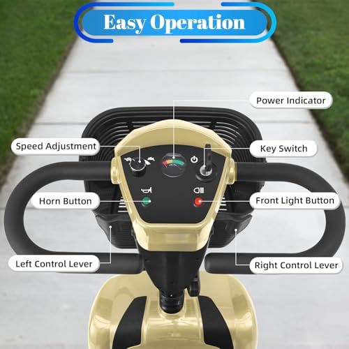 15-45 Miles Ecomobi MS02 4 Wheels Mobility Scooter for Adults/Seniors, 350W Powered Electric Wheelchair Device w/15Ah-25Ah Extended Battery, Dual Baskets/Rotating Seat, Compact Duty Mobile for Elderly