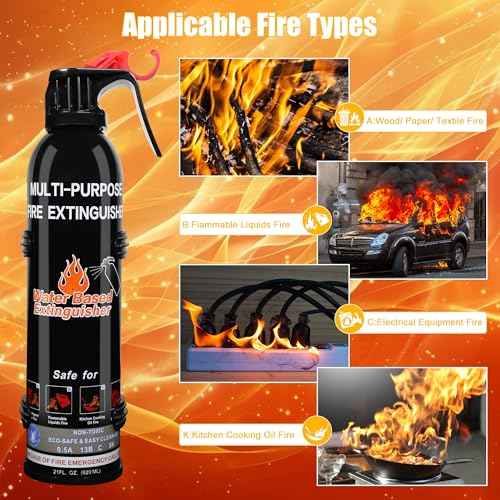 Fire Extinguisher for Home, 6 Pack Vehicle Fire Extinguishers with Mount, Portable Fire Extinguisher Effective on A, B, C, K Fires, Water-Based Extinguisher for Car Boat Office Truck Kitchen Garage RV