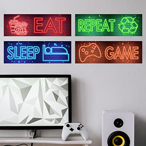 Neon Video Game Wall Decal Gaming Wall StickerDecor Boy Gamer Wall Stickers Game Decor for Boys Room Video Game Art Gaming Pictures for Playroom Decor