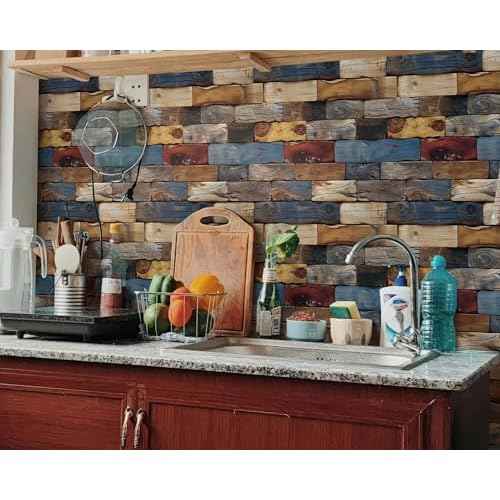 FLFK Faux Wood Bricks Wallpaper,Peel and Stick Wood Grain Wall Mural for Living Room, Bedroom, Kitchen, Office, Apartment Decor 16"x64"
