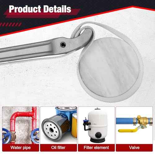 Lasnten 16 Inch Handle Nylon Strap Wrench Adjustable Oil Filter Anti Sliding Strap Pipe Wrench, Double Layered Thickened Nylon bag