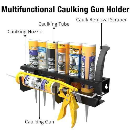 UNITEDPOWER Caulking Gun Holder 6+1, Wall Mount Hand Caulking Gun Storage Rack, Caulk Tube Organizer for Workshop, Shop, Garage