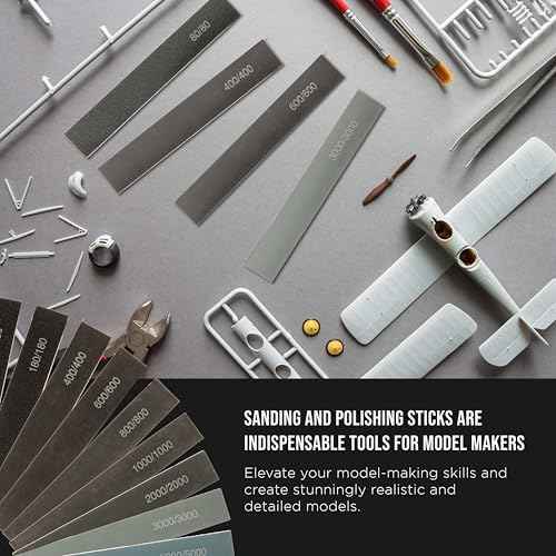 Dura-Gold Sanding Sticks and Polishing Sticks for Plastic Models, Pack of 20-2 Each of 10 Grits, Coarse 80 to Ultra-Fine 7000 Grit, Classic Style - Sand Wood, Metal, Auto Detailing, Hobby Sandpaper
