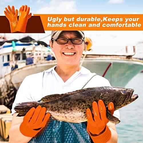Jecery Sewer Gloves Plumbing Snake Gloves Abrasion Resistant Drain Cleaning Accessory for Men Women Plumber Tools Orange