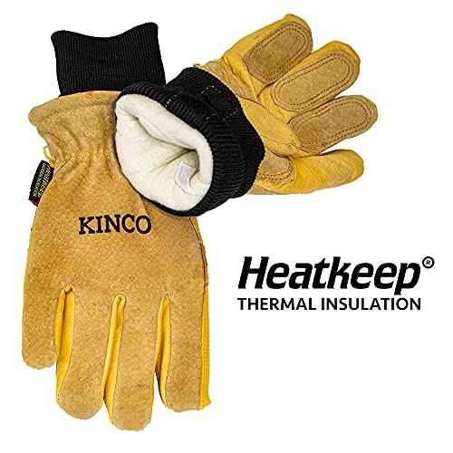Kinco Lined Heavy Duty Premium Grain & Suede Pigskin Driver with Knit Wrist