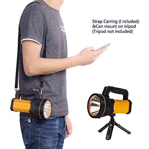 Powerful Led Flashlight High Lumens USB C Rechargeable,Super Bright Handheld Spotlight,Strong Metal Flashlight Large/Long Lasting/Lantern/Strap,High Powered Big Searchlight
