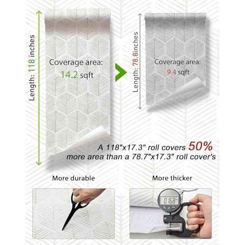 MelunMer 118In L 17.3In W Modern Peel and Stick Wallpaper Boho Contact Paper for Cabinets/Drawers Self Adhesive Removable Wallpaper for Bedroom/Bathroom Waterproof Geometric Contact Paper Beige/White