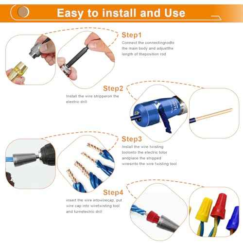 Luckyway Wire Stripper for Drill with Professional Electrician Wire Stripping and Twisting Tool, Wire Twister Tool for Drill, Quick Change Connector and Wire stripping Faster (Colorful, 5 PCS 6-14AWG)