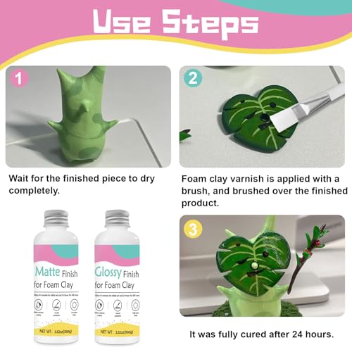 Foam Clay Varnish 100ml, Waterproof Matte Effect Foam Clay Air Dry Varnish, Prevent Cracking Oxidation Long-Term Protection