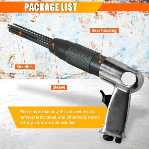 Compact Air Needle Scaler, 1/4" Air Powered Rust Paint Weld Remover Cleaner, 90psi Needle Scaler for Removing Lag Rust Paint and Dirt