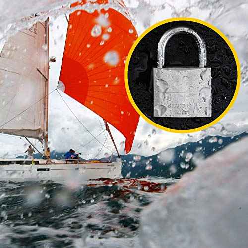Stainless Steel Pin Tumbler Padlock, 304 Marine Series, Weatherproof Padlock for Outdoor use, 2 inch Wide Body, Keyed Different - Stainless Steel Body & Shackle