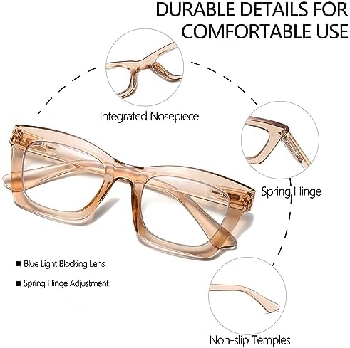 Stylish Readers for Women Reading Glasses with Blue Light Blocking and Spring Hinge