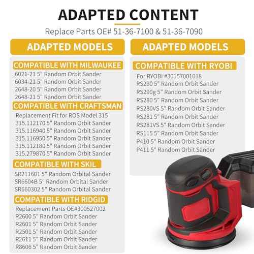 4 Pack 5" 8 Hole Replacement Sander Pad Compatible with Milwaukee 6021-21 6034-21 2648-20 2648-21 Orbital Sander Hook and Loop Replacement Part #51-36-7100 (4 Screw Holes Sander Pads)