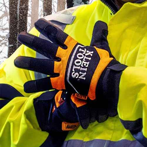 Klein Tools 60619 Work Gloves, Thinsulate Lined Thermal Winter Work Gloves, Water Resistant, Padded Palms, Medium