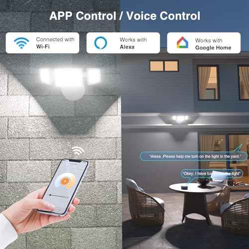 Onforu 55W Smart LED Flood Lights Outdoor, 5500LM, Tunable 2700K-6500K, APP Control, WiFi Alexa Security Lights with Timer & Adjustable 3 Head, IP65 Waterproof for House, Yard, Porch, Garage, Backyard