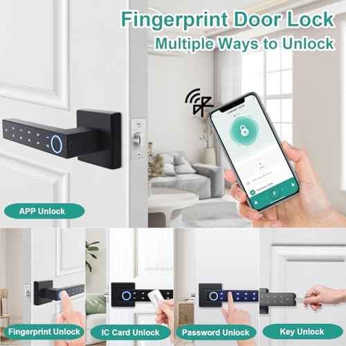 Fingerprint Door Lock,Smart Door Knob,Keyless Entry Door Lock with Handle,Biometric Digital Passcode Door Locks,Electronic Touchscreen Keypad Smart Door Locks for Bedroom Home Hotel Office Apartment