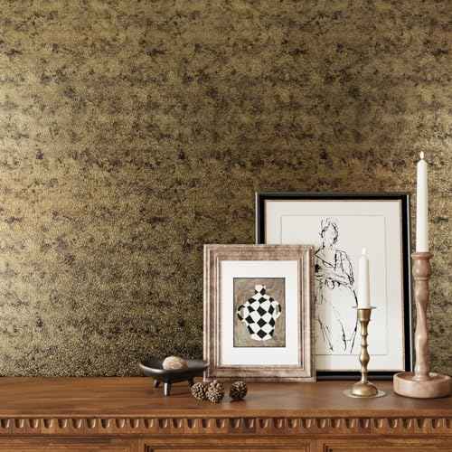 CRE8TIVE Antique Gold Wallpaper Textured Metallic Peel and Stick Wallpaper Removable Gold Contact Paper for Accent Walls Waterproof Vinyl Gold Wall Paper for Kitchen Bathroom Cabinets Shelves 12"x80"