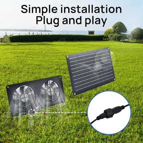 DC HOUSE 20W Solar Powered Exhaust Fan for Chicken Coops Greenhouses Sheds Pet Houses and Windows Waterproof and Easy Plug and Play Installation Max Applicable Space 880ft3 (25 m3)