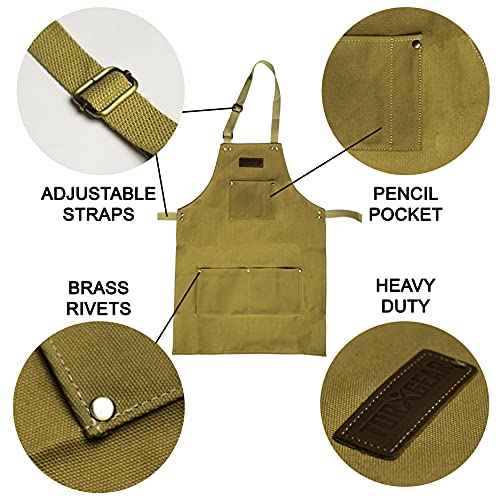 Torxgear Kids Kids Soft Canvas Apron - Shop and Blacksmith Apron for Boys & Girls - Durable Woodworking and Workshop Tool Apron - Adjustable Children's Art Smock for Crafts, Painting & DIY Projects