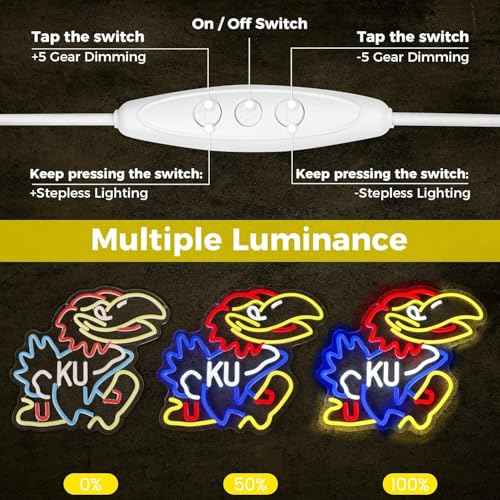 University Basketball Team Neon Sign, Light Up Dimmable College Kansas Hawk Team Logo Led Neon Sign Light Hanging for Wall Decor, Bedroom, Dormitory, Man Cave, Birthday Christmas Gift