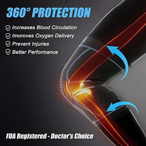 NEENCA Knee Braces for Knee Pain Women & Men -2 Pack Knee Sleeves for Knee Pain Set, Knee Brace Compression Sleeves, Knee Support for Sports, Running, Meniscus Tear, ACL, PCL, Arthritis Pain Relief...