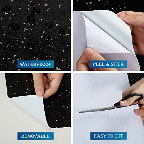 FunStick Galaxy Granite Contact Paper Peel and Stick Countertops Black Granite Countertop Contact Paper Waterproof Self Adhesive Marble Wallpaper for Kitchen Bathroom Sink Cabinets Table 15.7"x78.7"