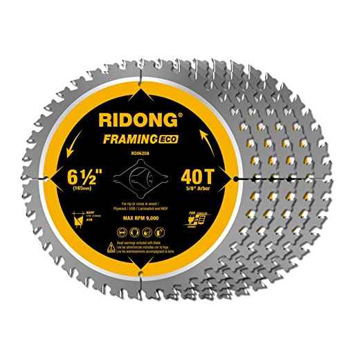 6-1/2 Inch 40 Tooth Circular Saw Blade with 5/8 Inch Arbor ATB Finishing for Wood Cutting(5-Packs)