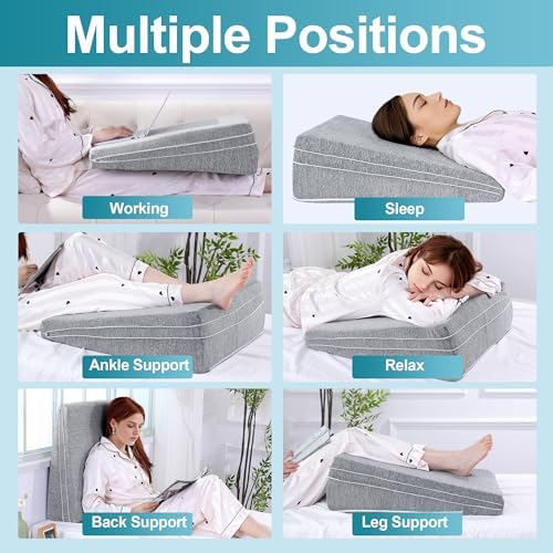 ROYALAY Adjustable Bed Wedge Pillow for Sleeping, Triangle Incline Wedge Pillow for Back Reduce Pressure, Memory Foam Pillow for Post Surgery, Back Support, Leg Elevation, Gerd Acid Reflux, Snoring