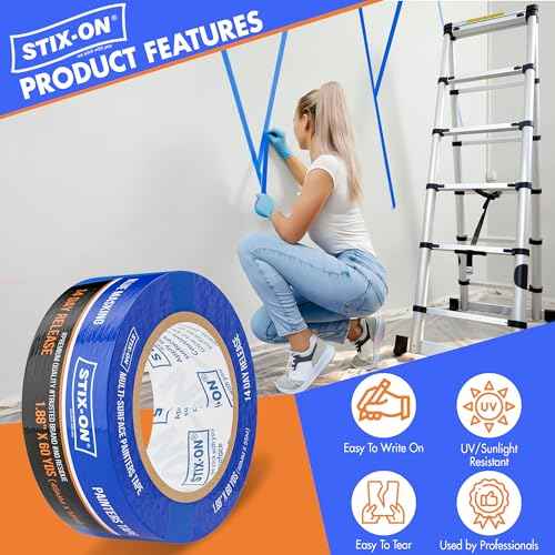 Painter¡¯s Tape ? 2 inch/ 1.88 inch x 60 yds Masking Tape Rolls ? Paint Tap for Wall, Trim, Glass, Metal ? Fine Line Tape for Precise Lines, Edges ? Residue-Free Blue Painters Tape-Single Roll