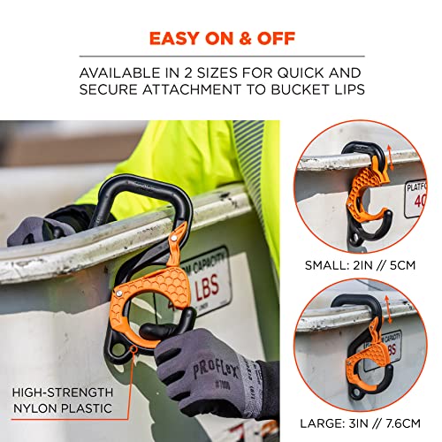 Ergodyne Squids 3178 Locking Aerial Bucket Hook with Tethering Point, Fits 2" Lip, Attach Tool Bags or Aprons to Buckets