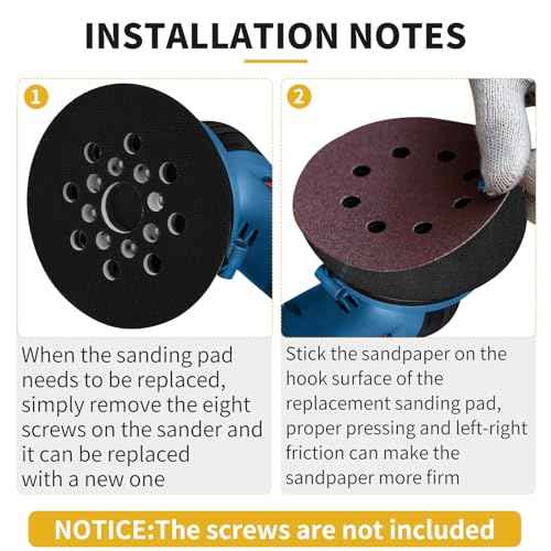 5" Hook & Loop Replacement Sander Pad RS034 & RS035 Compatible with Bosch Random Orbital Sander ROS20 ROS20VS ROS20VSC ROS20VSK GEX12V GEX18V ROS10, 5 Inch 8 Holes Hard Sand Backing Pad