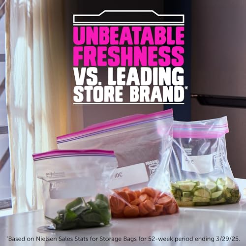 Ziploc Gallon Food Storage Bags, Stand-Up Bottom, Easy to Fill, 81 Count (Packaging May Vary)