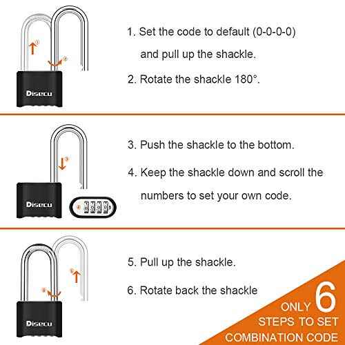 2 Pack disecu Heavy Duty 4 Digit Combination Lock, 2.5 Inch Long Shackle Outdoor Waterproof Padlock for School Gym Locker, Storage Unit, Fence, Gate, Toolbox (Black)