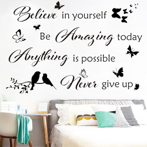 Inspirational Wall Stickers Wall Quotes Letter Stickers Ability Motivation Believe in Yourself Saying Home Decals Quote for Bedroom Living Room Hallways Office Classroom Teen Dorm Room Home Decor