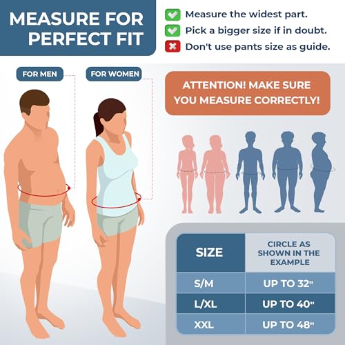 ORTONYX Ergonomic Abdominal Binder Waist and Lower Back Support Belt, Back Brace for Women & Men - Breathable, Elastic, With Extra Band - Black L/XL