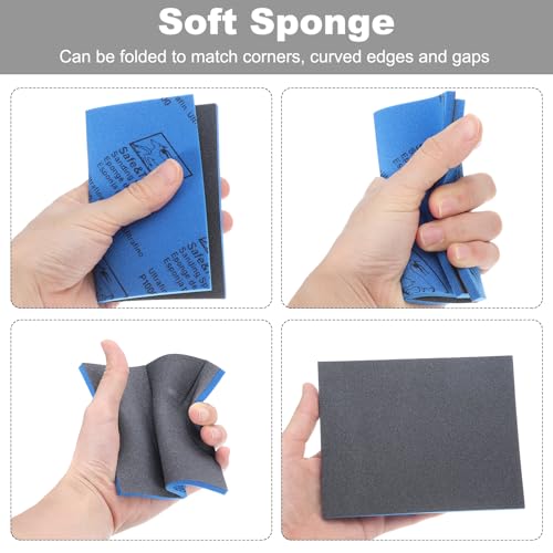 uxcell 2pcs Sanding Sponge Block, 800-1000 Grit Sanding Sponge Pad 140mm x 114mm x 5mm Soft Foam Wet Dry Hand Sander Block Sandpaper for Model Metal Wood Furniture Polishing