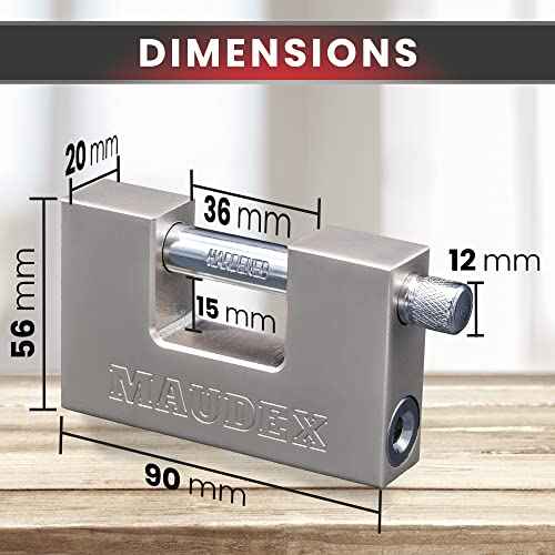 Maudex¢ç MDP/70 Heavy Duty Lock with 0.59¡± Shackle Clearance & 0.47¡± Thick Bolt [Nickel Plated Finish] - [Anti Pick, Anti Drill Cylinder] - Ideal Lock for Storage Units with 10 Keys
