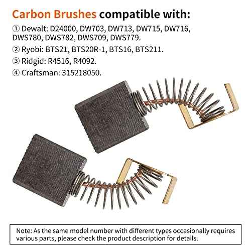 Replacement Carbon Brush 614367-00 5140024-30 for De walt Tile - 2 Pack Carbon Motor Brushes with Leads for DW713 DW715 DWS779 Miter Saw, R4092, Ryob i Table Saw, Replace 0502025007