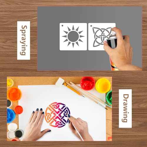 48 Pcs Runes Stencils for Painting on Wood, 3x3 Inch Small Viking Symbol Tree of Life Reusable Painting Template for Wood Burning, Crafts Drawing Stencil for Spray Painted Card Canvas Wall Decor