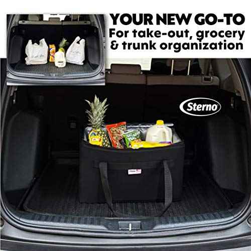 Sterno Trunk Buddy Insulated Leak Proof Organizer, Hot and Cold Food Bag for Groceries, Beverages and More, Black Cloth Exterior with Vinyl Liner, 13¡±L x 22¡±W x 14¡±H