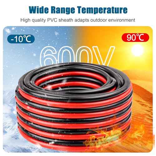 6 Gauge Wire 2 Conductors Copper Wire, 6 AWG Battery Cable Oxygen Free Copper Wire for Solar Panel, Automotive, Trailer, RV and Speaker (6 Gauge 20FT)
