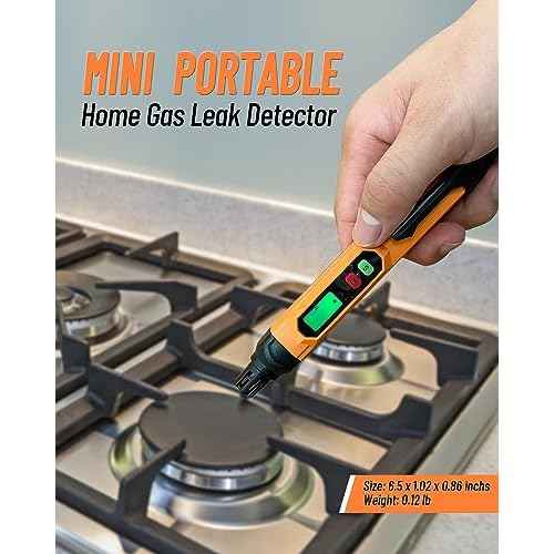 Gas Leak Detector; VITITE Propane and Natural Gas Detector; Mini Portable Gas Alarm to Locate Combustible Gas Leak Sources for Home and RV (Includes 2 Batteries & Carrying Pouch) - Orange