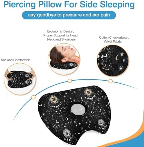 Ear Piercing Pillow for Side Sleepers with Washable Cover Pillows with Holes for Ear Pain,Donut Pillow for Adults CNH Ear Pain Relief Pressure Sores Ear Pillow with Hole in Center