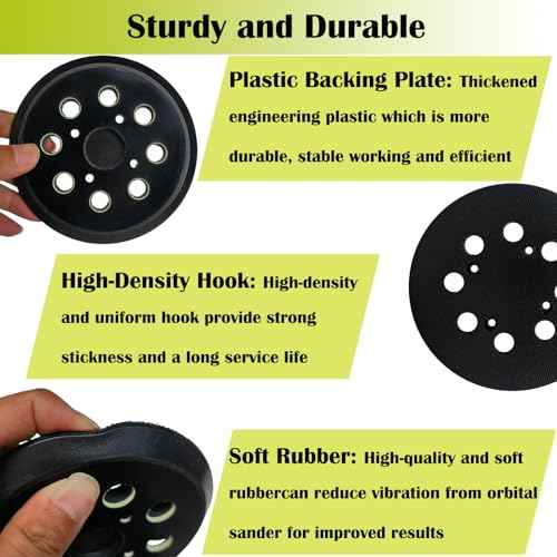 2 Pack 5 Inch 8 Hole Replacement Sander Pad for Ryobi Sander, 5 Inch 8 Hole Hook and Loop Replacement Sanding Pad for Ryobi RS290, RS241, RS240, RS280, RS280VS, RS281VS, P411 Random Orbit Sander