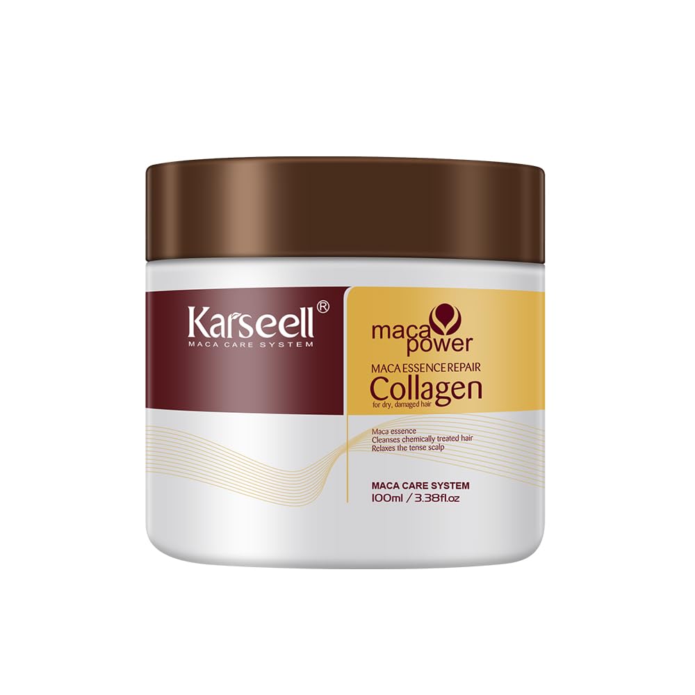 Karseell 3.38floz 100ml Collagen Hair Treatment Deep Repair Conditioning Argan Oil Collagen Hair Mask Essence for Dry Damaged Hair All Hair Types