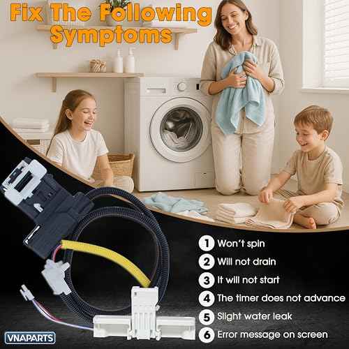 Washer Lid Lock Switch for Whirlpool models WTW5000DW1, WTW4816FW1, WTW5000DW2, WTW4816FW2, WTW5000DW3, 1CWTW4705GW0, 1CWTW4815EW0, 1CWTW4815EW1 Washer and Washer Lid Strike